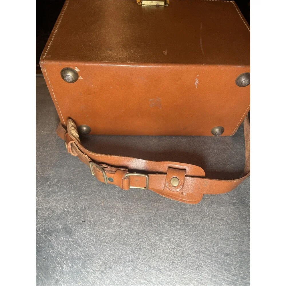Vintage Polaroid Hard Leather Compartment Carrying Case Bag Model 309 Brown